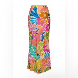 Spell Margi Hour Bias Skirt Small Paloma Boho Floral Lace Trim Elastic Waist